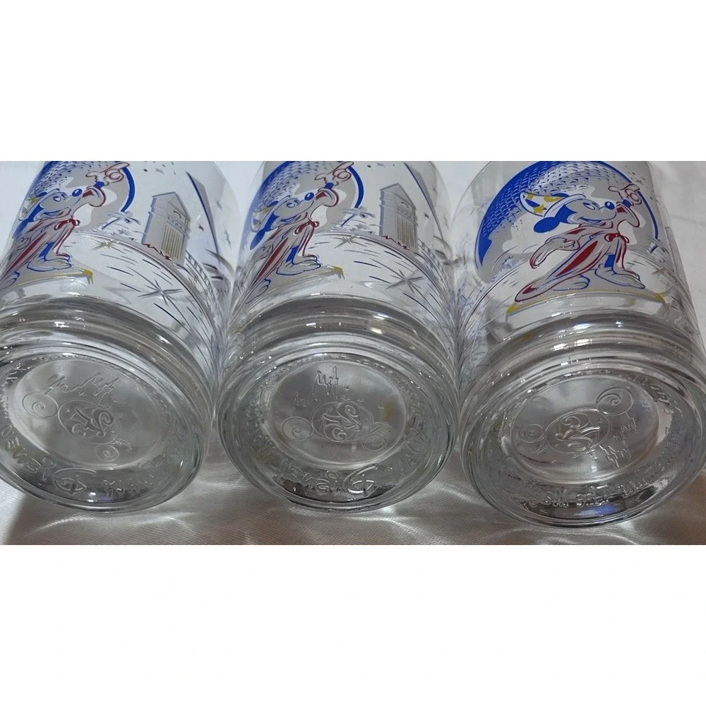 Set of 3 Disney Epcot Mickey Mouse Glasses Commemorative Souvenir‎